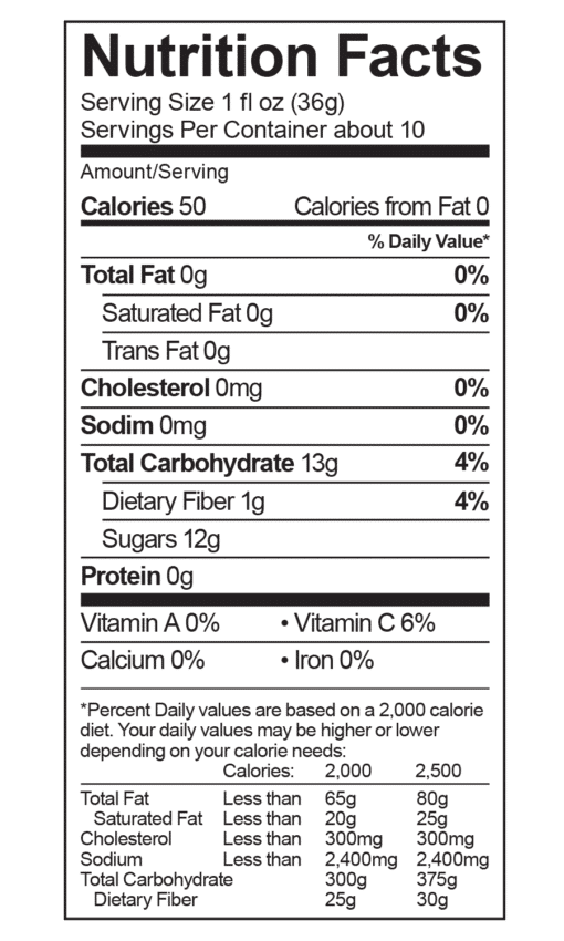 nutrition facts for passionfruit pineapple