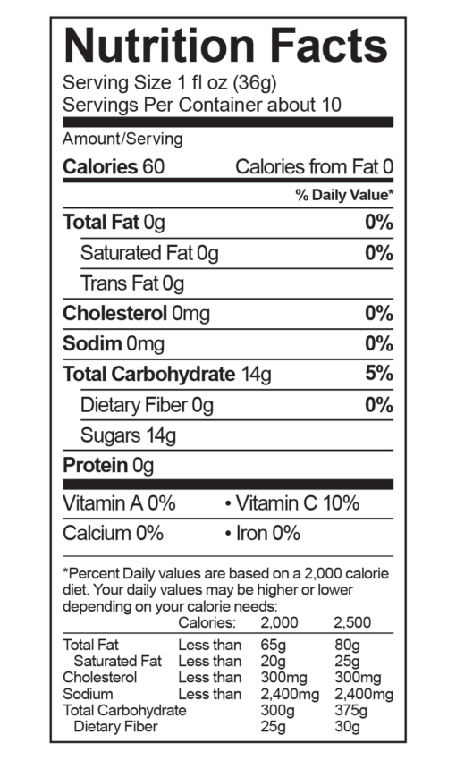 grapefruit elderflower nutrition facts