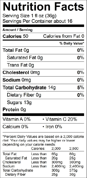 strawberry kiwi nutrition label